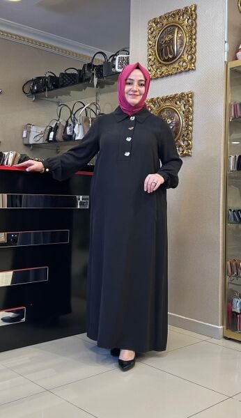 DÜĞME DTY. TENSEL KUMAŞ ELBİSE/ NUSS