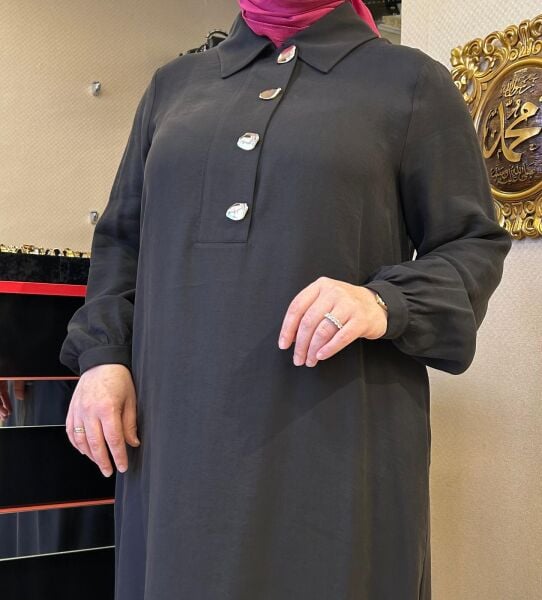 DÜĞME DTY. TENSEL KUMAŞ ELBİSE/ NUSS