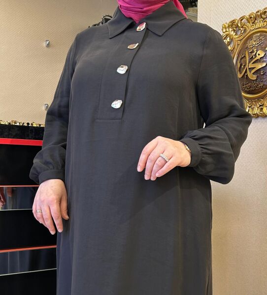 DÜĞME DTY. TENSEL KUMAŞ ELBİSE/ NUSS