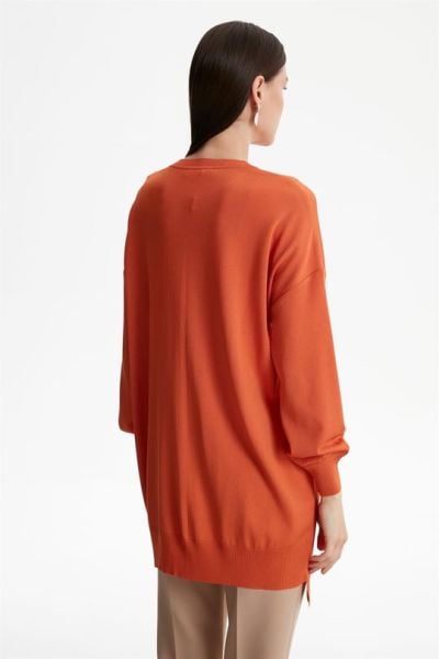SIFIR YAKA KRUVAZE RAYON TUNİK ORANJ
