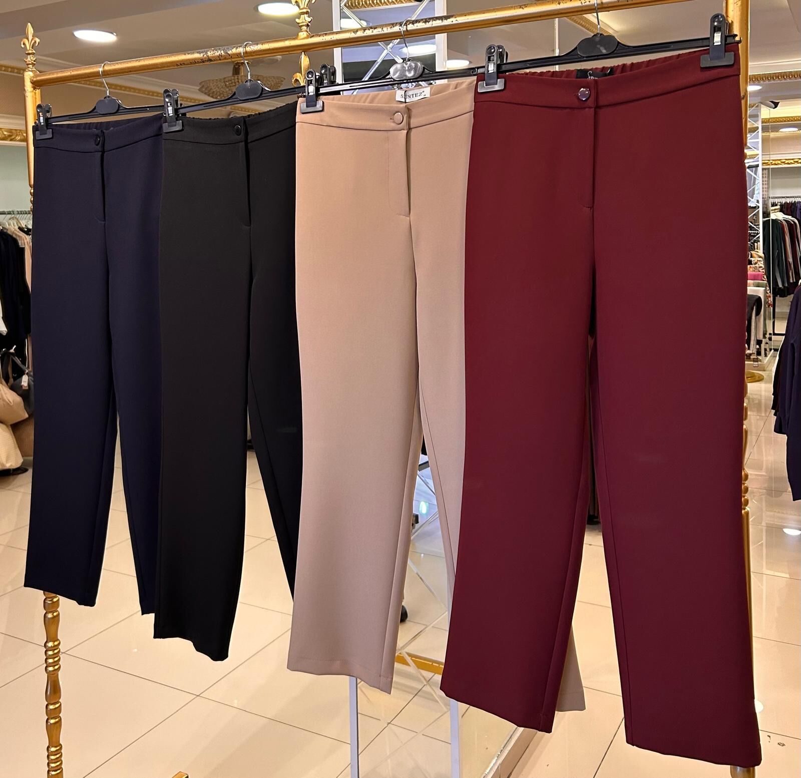 ARKASI LASTİKLİ TEK DÜĞME PANTOLON/ SENTEZ