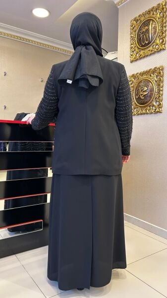 CEKETİ TAŞ İŞLEMELİ ELBİSELİ ABİYE TAKIM/ TASVİR