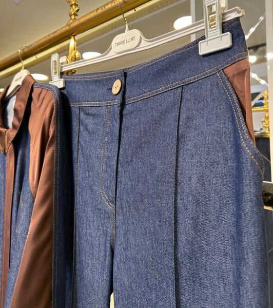 SATEN KUMAŞ KOMBİNLİ KOT TAKIM/ THREE LIGHT