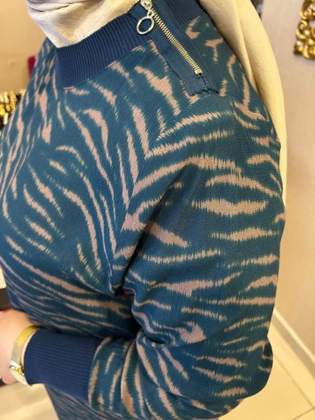 REGLAN KOL DTY. ZEBRA DESEN ELBİSE/VEKA