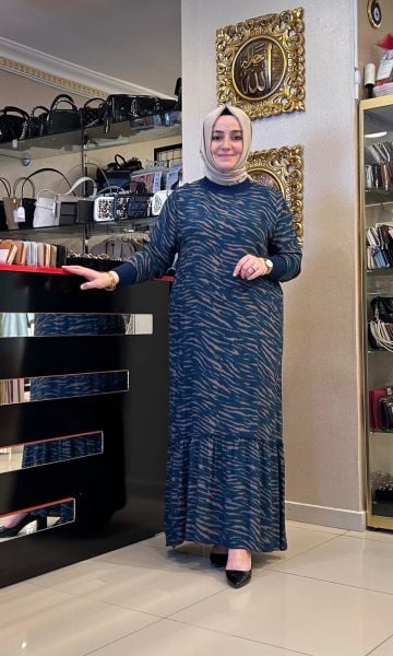 REGLAN KOL DTY. ZEBRA DESEN ELBİSE/VEKA