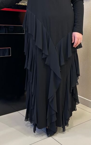 OMZU BONCUK İŞLEMELİ ETEĞİ ŞİFON DTY. ELBİSE/NURCAN ÇETİN