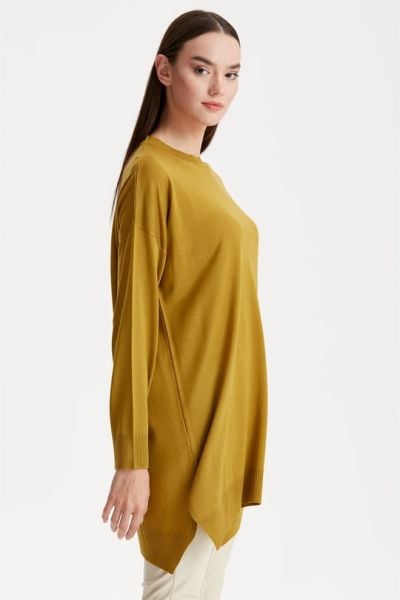 Düşük Kol Triko Tunik Lime