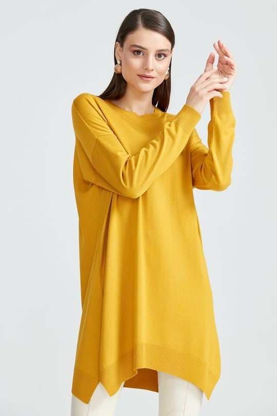 Düşük Kol Triko Tunik SAFRAN