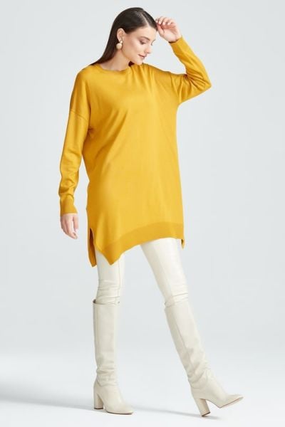 Düşük Kol Triko Tunik SAFRAN