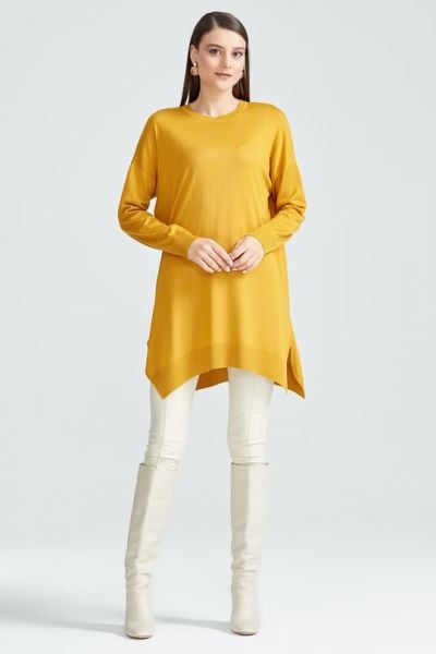 Düşük Kol Triko Tunik SAFRAN