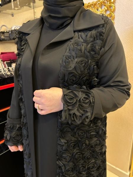 ﻿ŞİFON GÜL İŞLEMELİ CEKET-ELBİSE TAKIM/ZERENAY