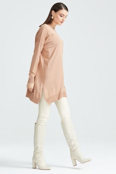 Düşük Kol Triko Tunik CAMEL