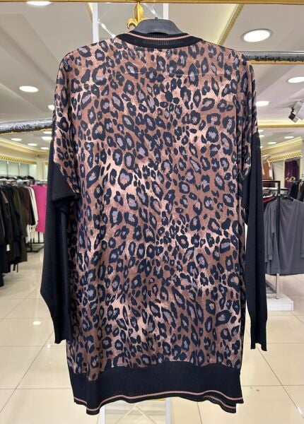 MERSERİZE KOMBİNLİ LEOPAR DESEN TUNİK /GHISA 
