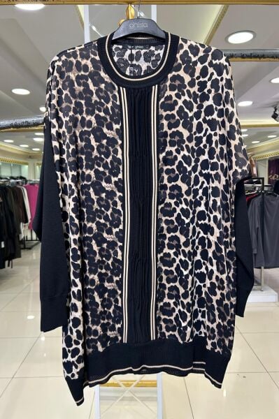 MERSERİZE KOMBİNLİ LEOPAR DESEN TUNİK /GHISA 