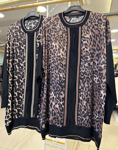 MERSERİZE KOMBİNLİ LEOPAR DESEN TUNİK /GHISA 