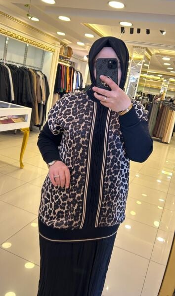 MERSERİZE KOMBİNLİ LEOPAR DESEN TUNİK /GHISA 