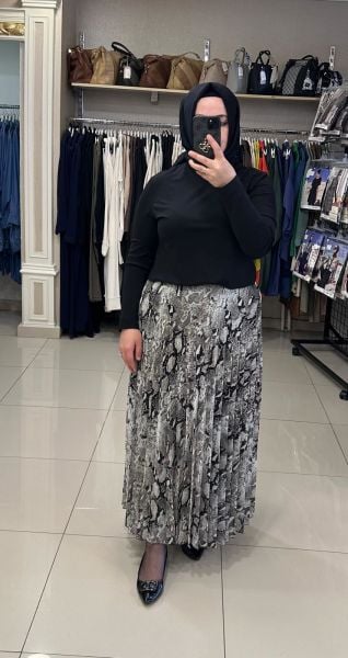 ﻿DESENLİ PİLİSE ŞİFON ETEK/SENTEZ