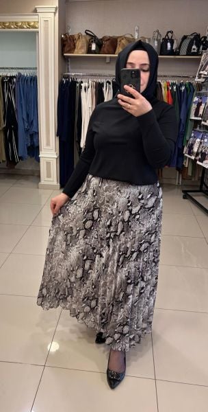 ﻿DESENLİ PİLİSE ŞİFON ETEK/SENTEZ