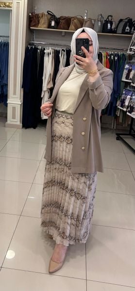 ﻿DESENLİ PİLİSE ŞİFON ETEK/SENTEZ