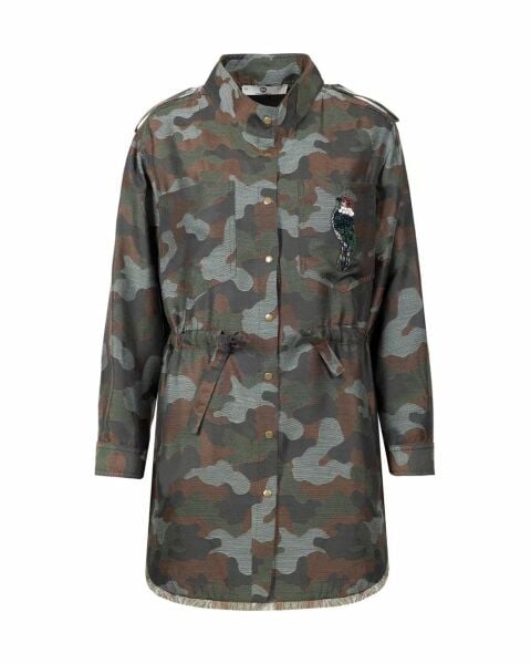 Kamuflaj Desenli Cep Detaylı Ceket - Haki