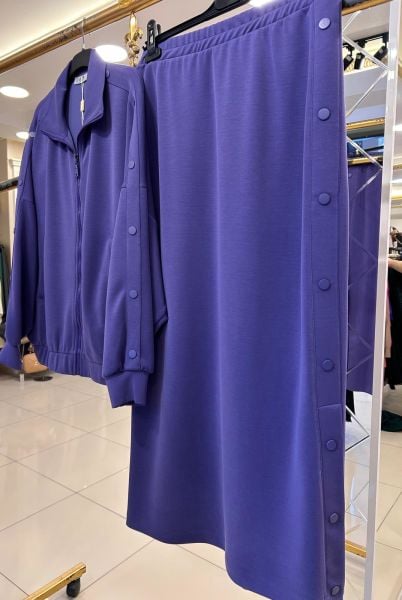 YANLARI ÇITÇIT DTY. MODAL KUMAŞ PANTOLONLU TAKIM/TIĞTRİKO