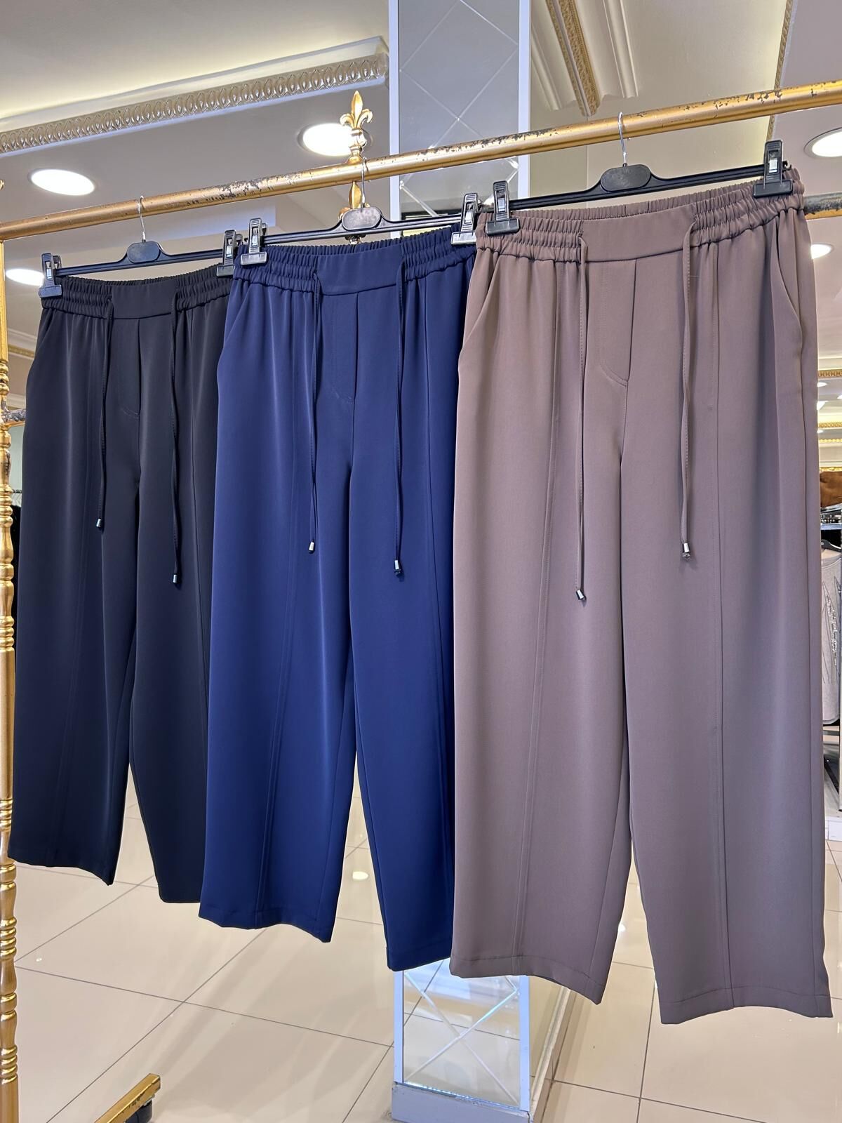 ELEGANCE BELİ LASTİKLİ HAVUÇ PAÇA PANTOLON/ SENTEZ