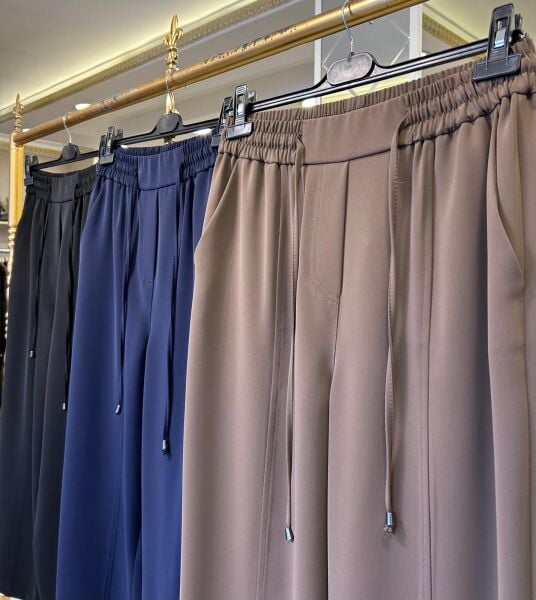 ELEGANCE BELİ LASTİKLİ HAVUÇ PAÇA PANTOLON/ SENTEZ