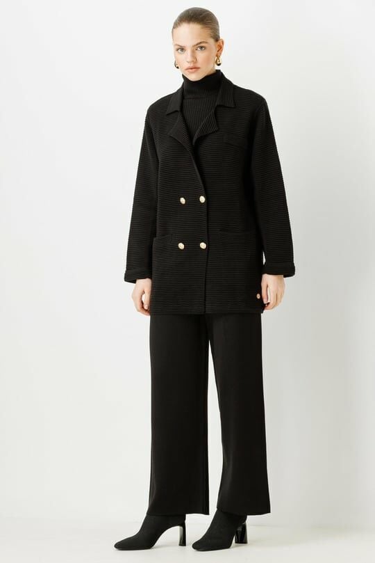 Triko Ceket Pantolon Takımı SİYAH