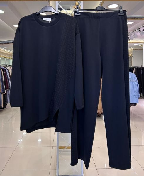 KENDİNDEN DESENLİ TUNİK PANTOLON TAKIM/TIĞTRİKO