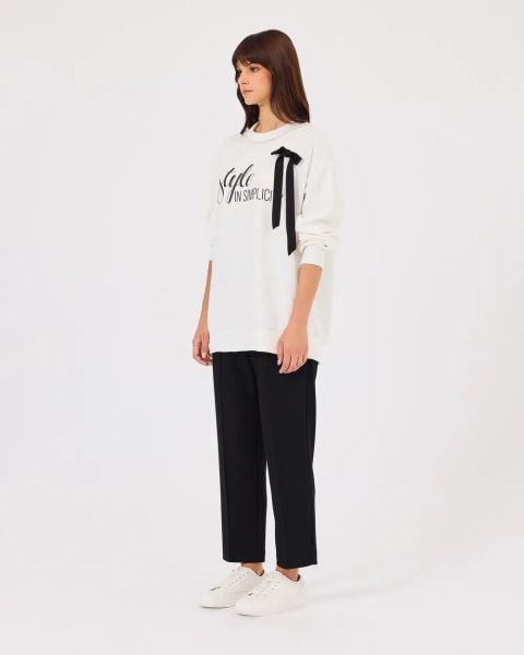 İNCİ DTY. AKSESUARLI BASKILI SWEAT/SEÇİL