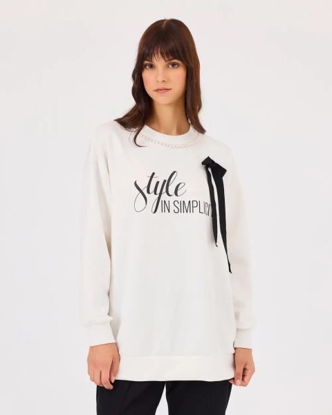 İNCİ DTY. AKSESUARLI BASKILI SWEAT/SEÇİL
