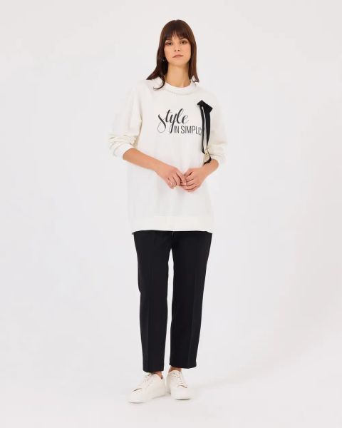 İNCİ DTY. AKSESUARLI BASKILI SWEAT/SEÇİL