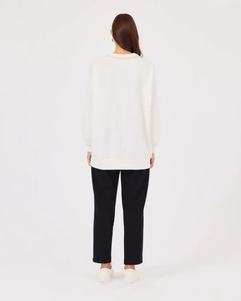İNCİ DTY. AKSESUARLI BASKILI SWEAT/SEÇİL