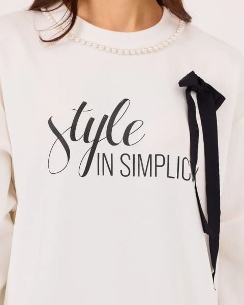 İNCİ DTY. AKSESUARLI BASKILI SWEAT/SEÇİL