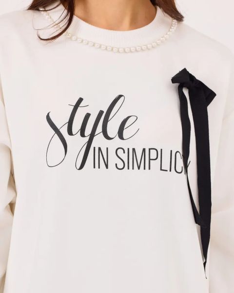 İNCİ DTY. AKSESUARLI BASKILI SWEAT/SEÇİL