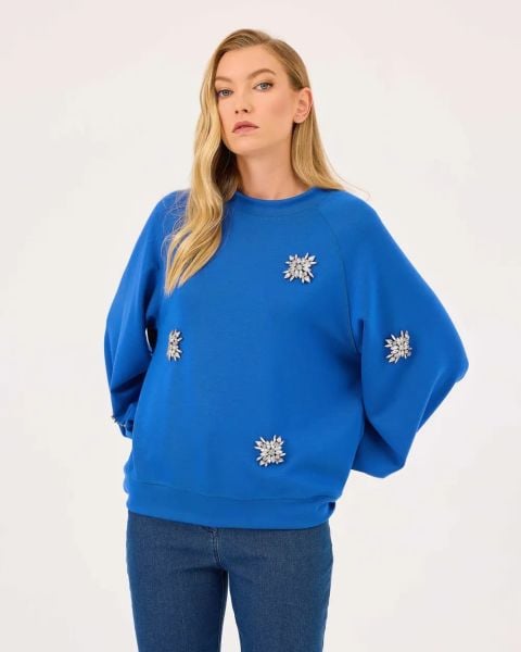 YUVARLAK YAKA TAŞLI SWEAT/SEÇİL