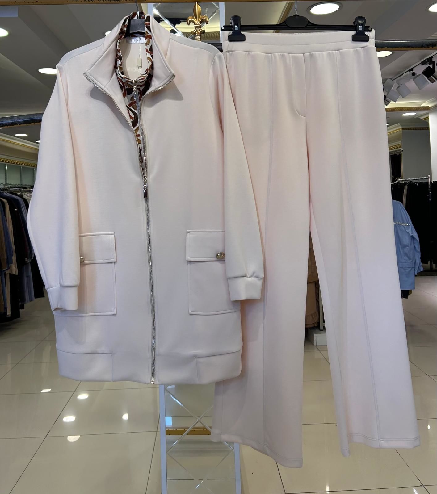 FERMUAR KISMI DESENLİ CEKET PANTOLON TAKIM/TIĞTRİKO