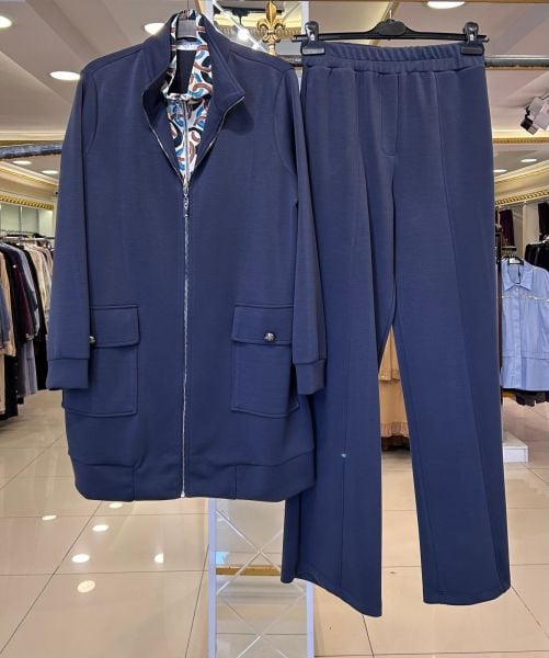 FERMUAR KISMI DESENLİ CEKET PANTOLON TAKIM/TIĞTRİKO