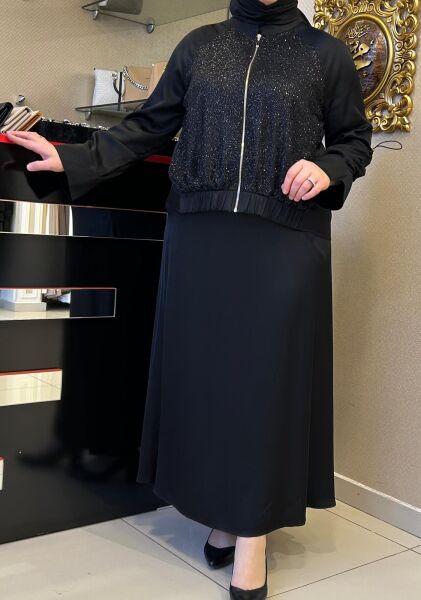 AKASYA ÖNÜ BONCUK İŞLEMELİ SATEN TAKIM/ MÜSEMMA