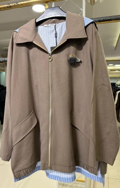 KİRPİ BROŞLU ÇİFT KUMAŞLI TRENÇ /GHISA