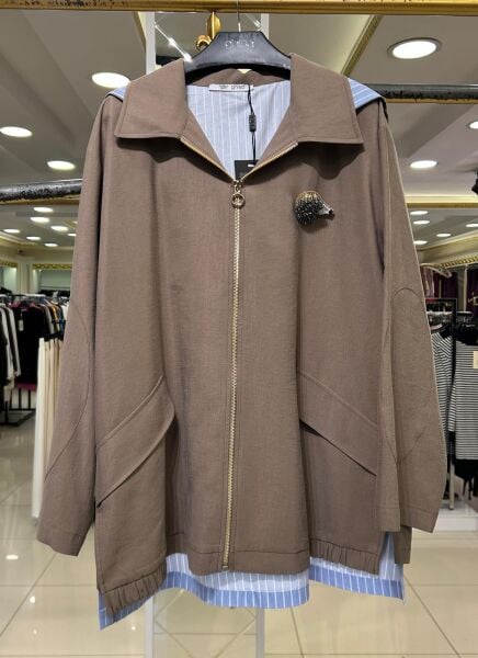 KİRPİ BROŞLU ÇİFT KUMAŞLI TRENÇ /GHISA