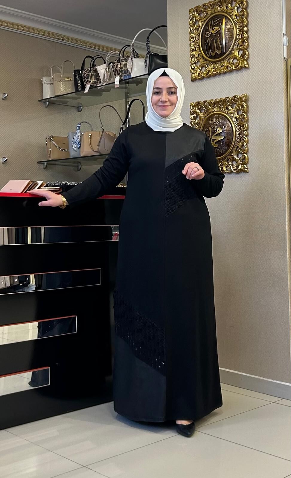 DERİ VE FİLE DTY. TAŞLI ELBİSE /BELGİN