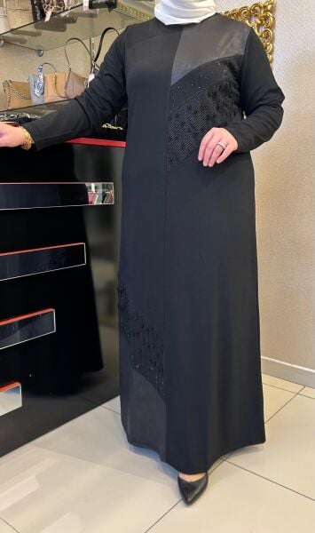 DERİ VE FİLE DTY. TAŞLI ELBİSE /BELGİN