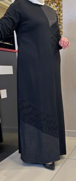 DERİ VE FİLE DTY. TAŞLI ELBİSE /BELGİN