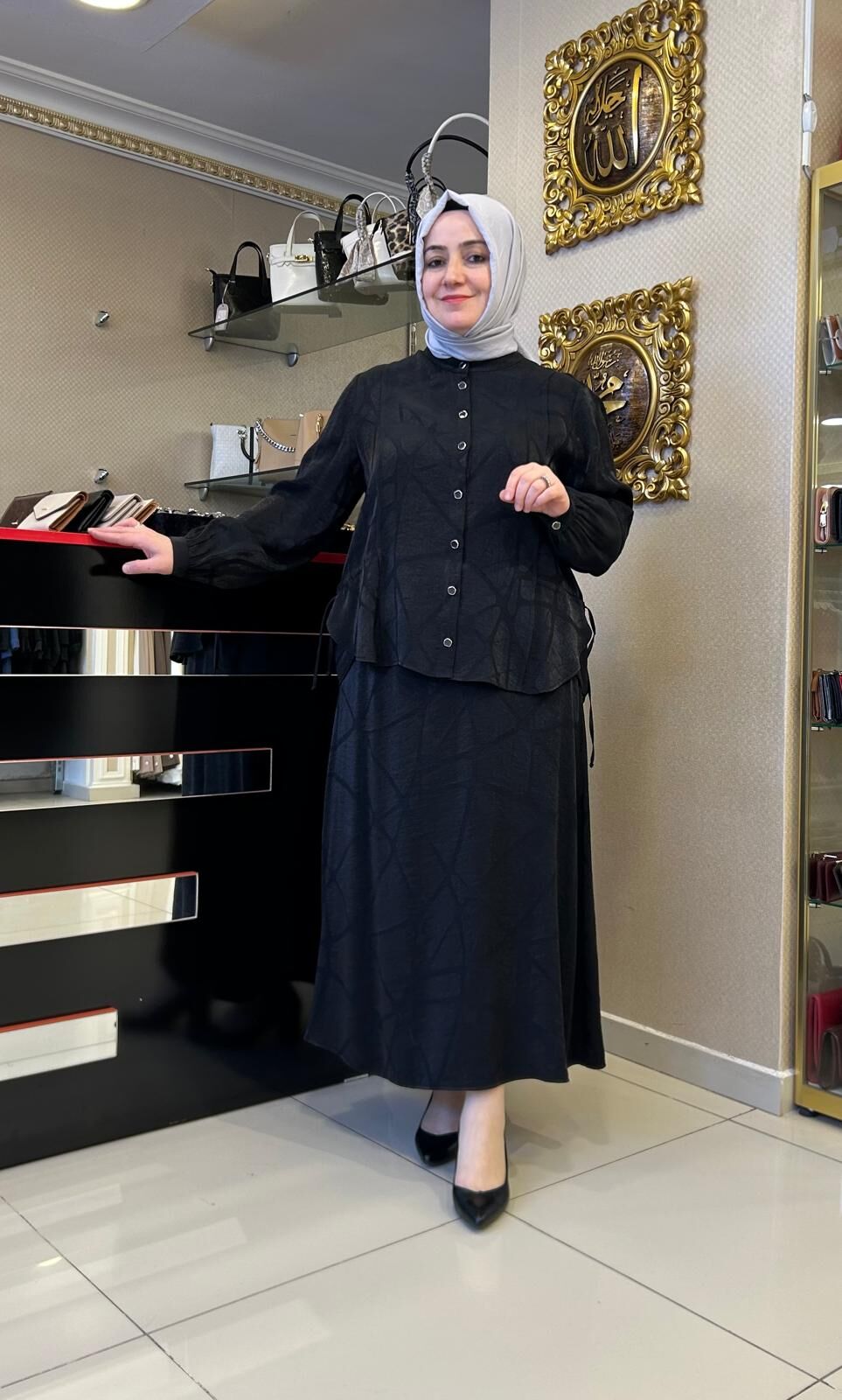 DESENLİ BLUZU BAĞLAMA DTY. TENSEL TAKIM/ DEFRİNA