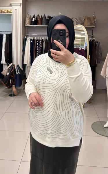 ﻿TAŞLI AĞ DESENLİ TRİKO TUNİK/TIĞTRİKO