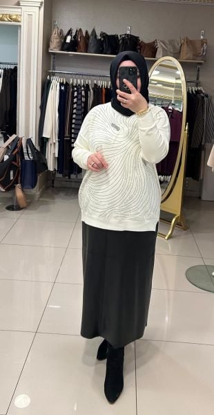 ﻿TAŞLI AĞ DESENLİ TRİKO TUNİK/TIĞTRİKO