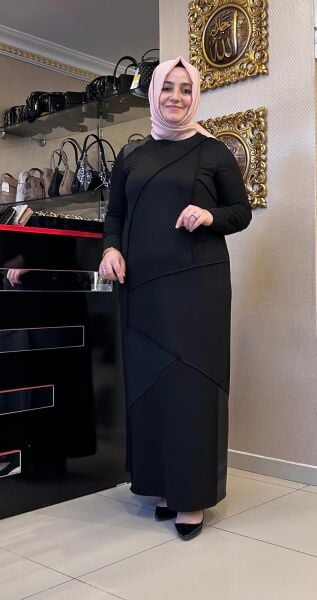 SİM VE DERİ DETAYLI ELBİSE/ DEFRİNA