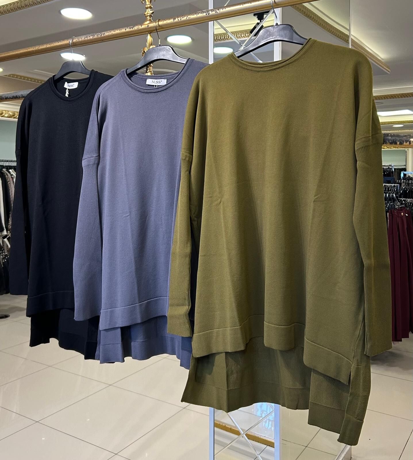 EVAZE KESİM ÖNÜ KISA ARKASI UZUN MERSERİZE TUNİK/NUSS 116
