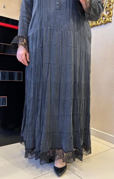 ETEK VE KOL UCU DANTEL DTY. İPEK ELBİSE /LISSMORE